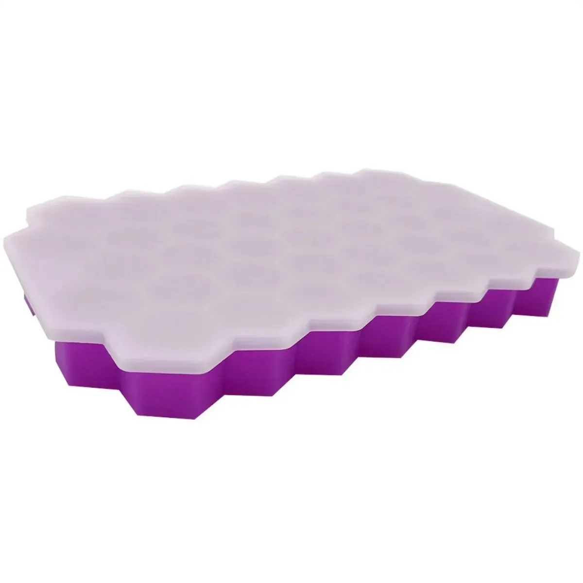 Plateau à glaçons en silicone nid d'abeille avec couvercle, 37 cellules, empilable et démoulage facile 9
