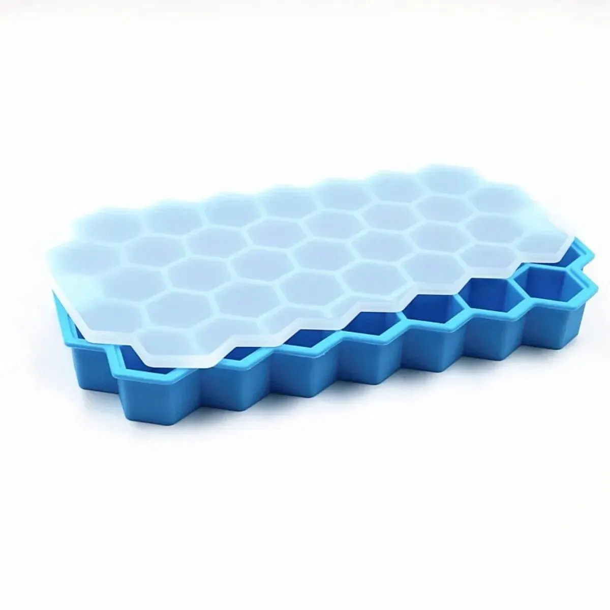Plateau à glaçons en silicone nid d'abeille avec couvercle, 37 cellules, empilable et démoulage facile 10