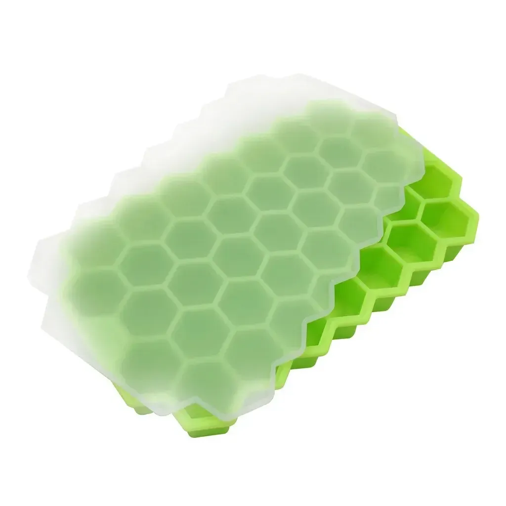 Plateau à glaçons en silicone nid d'abeille avec couvercle, 37 cellules, empilable et démoulage facile 11