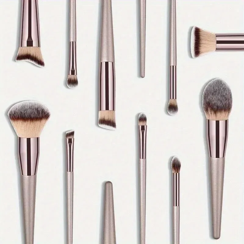 Ensemble de pinceaux de maquillage 10 pièces, pinceaux or champagne, poils vegan sans cruauté, kit complet pour le maquillage du visage et des yeux 2