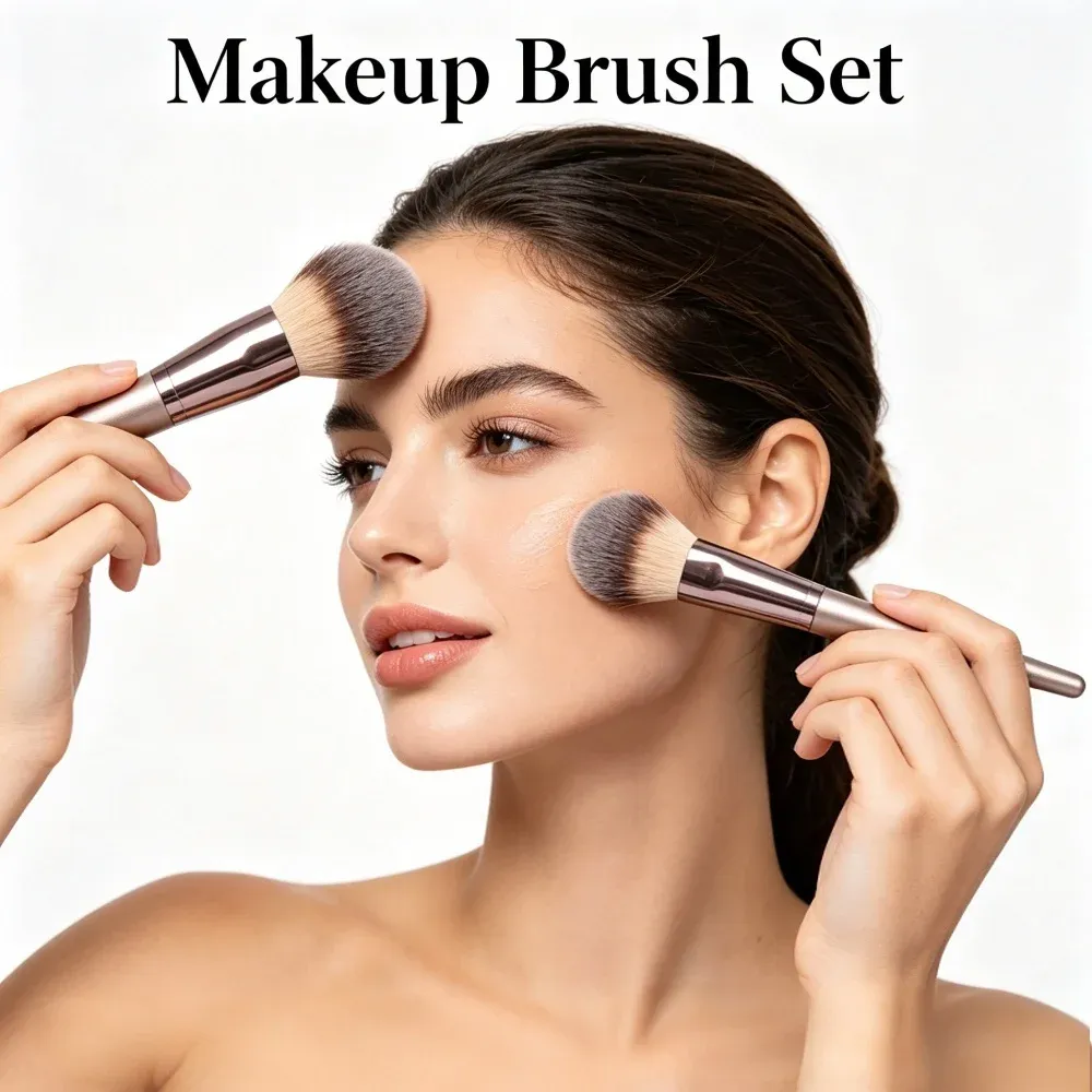 Pinceaux de maquillage couleur champagne