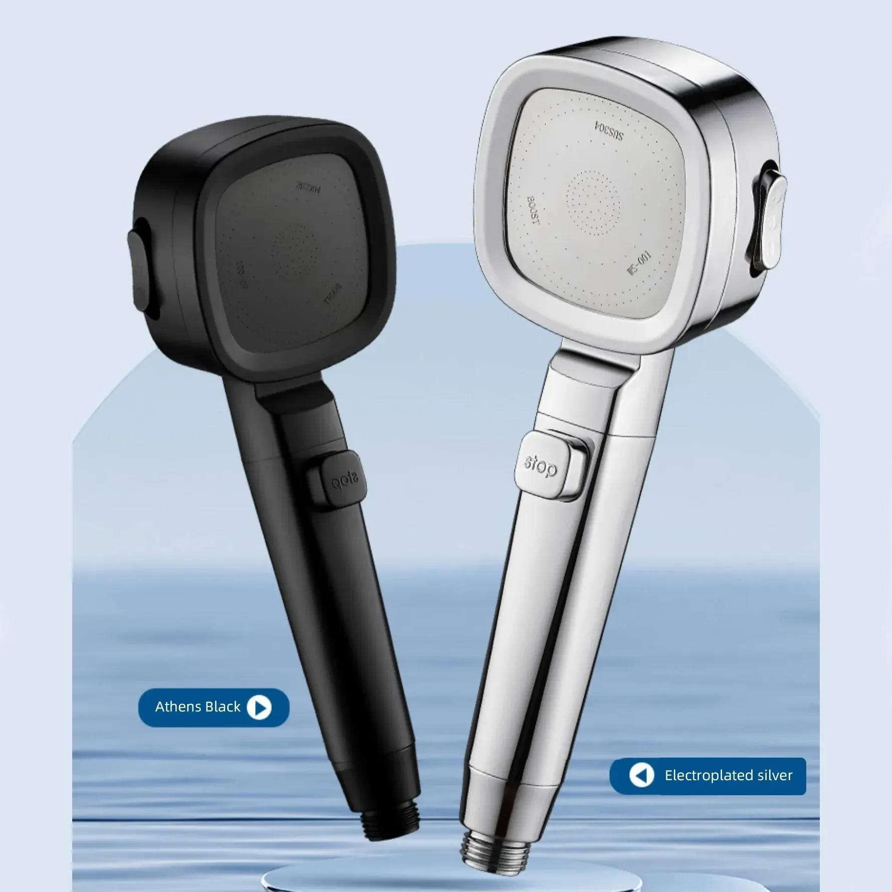 Pommeau de douche pressurisé avec filtre, 3 modes, haute pression et grand débit 2