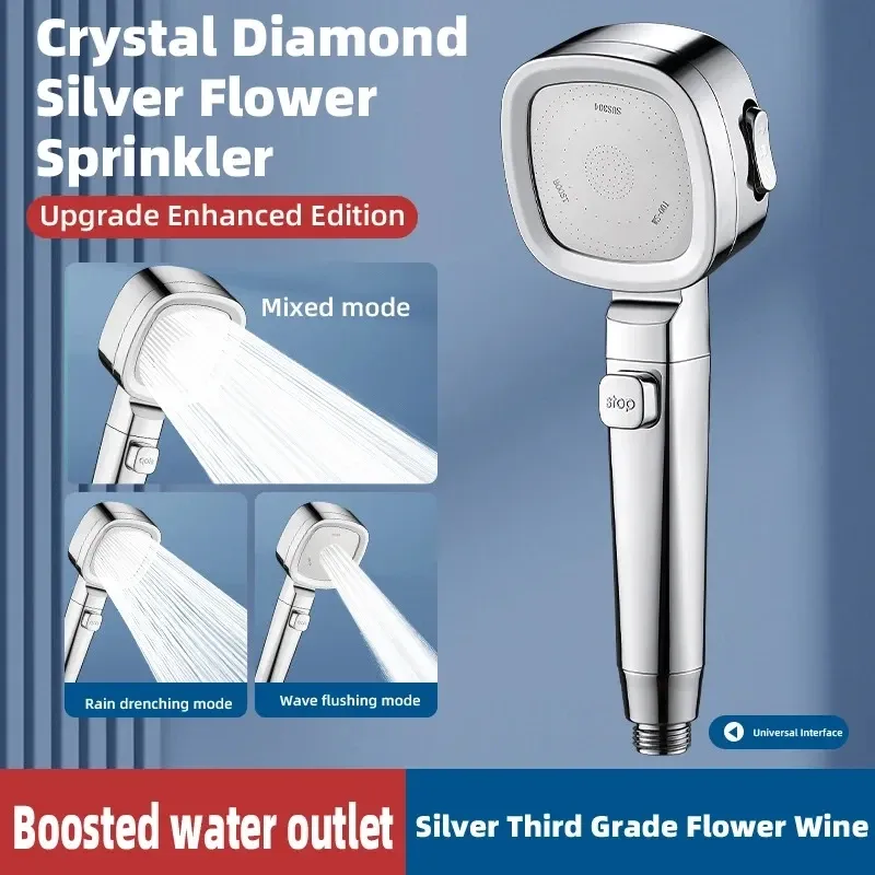 Pommeau de douche pressurisé avec filtre, 3 modes, haute pression et grand débit 6