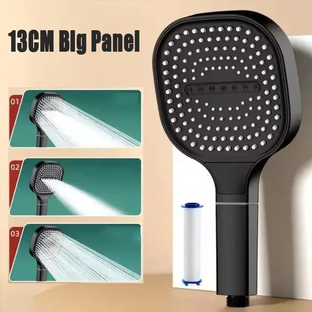 Pommeau de douche pressurisé avec filtre, 3 modes, haute pression et grand débit 15