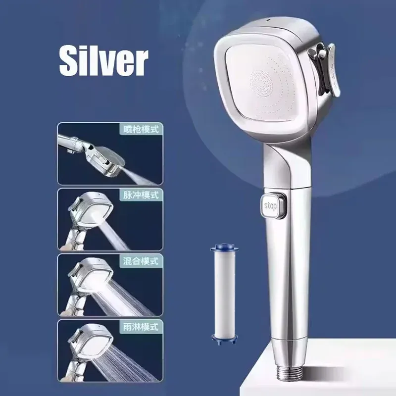 Pommeau de douche pressurisé avec filtre, 3 modes, haute pression et grand débit 8