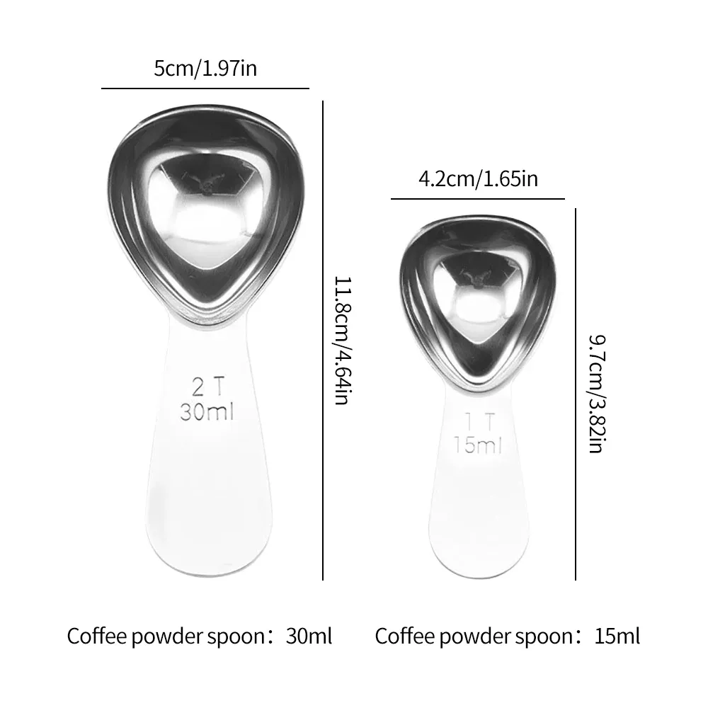 Cuillère doseuse en acier inoxydable 15 ml / 30 ml pour café moulu, thé et sucre, accessoire de barista à domicile, 1 pièce 6