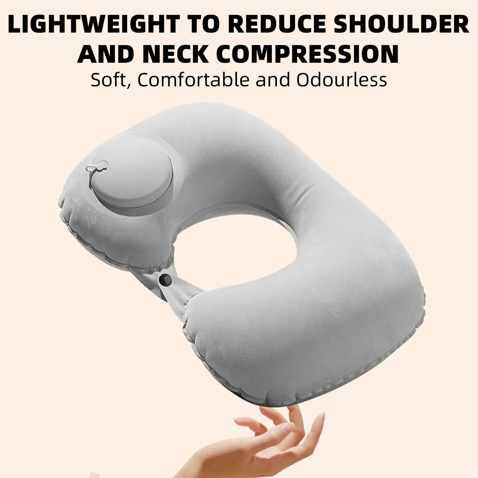 Oreiller de voyage gonflable en forme de U, coussin de soutien cervical portable, confortable, idéal pour dormir 4