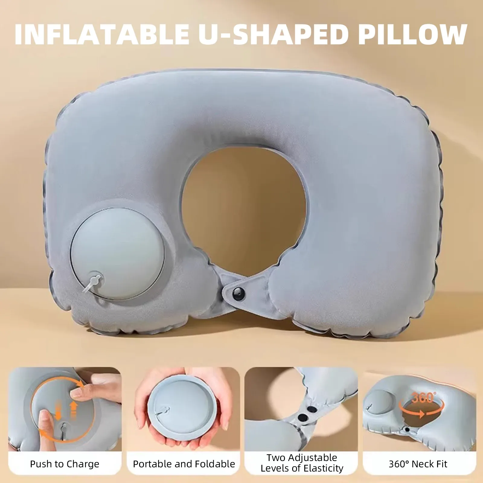 Oreiller de voyage gonflable en forme de U, coussin de soutien cervical portable, confortable, idéal pour dormir 8