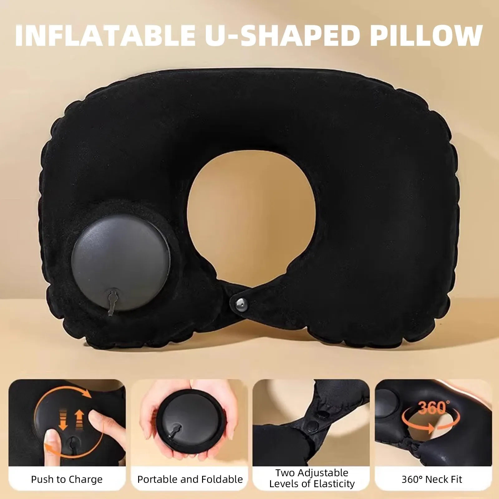 Oreiller de voyage gonflable en forme de U, coussin de soutien cervical portable, confortable, idéal pour dormir 11