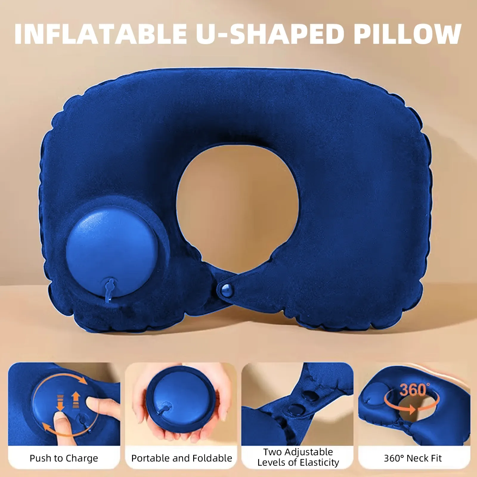 Oreiller de voyage gonflable en forme de U, coussin de soutien cervical portable, confortable, idéal pour dormir 10