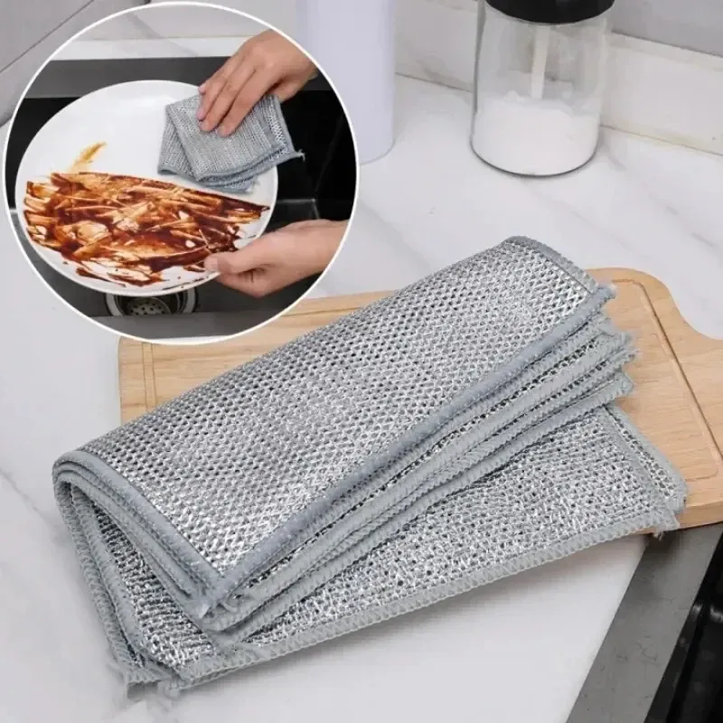 Lot de 5 ou 20 torchons en fil d'acier épaissi à double couche, anti-rayures, pour grill et vaisselle 4