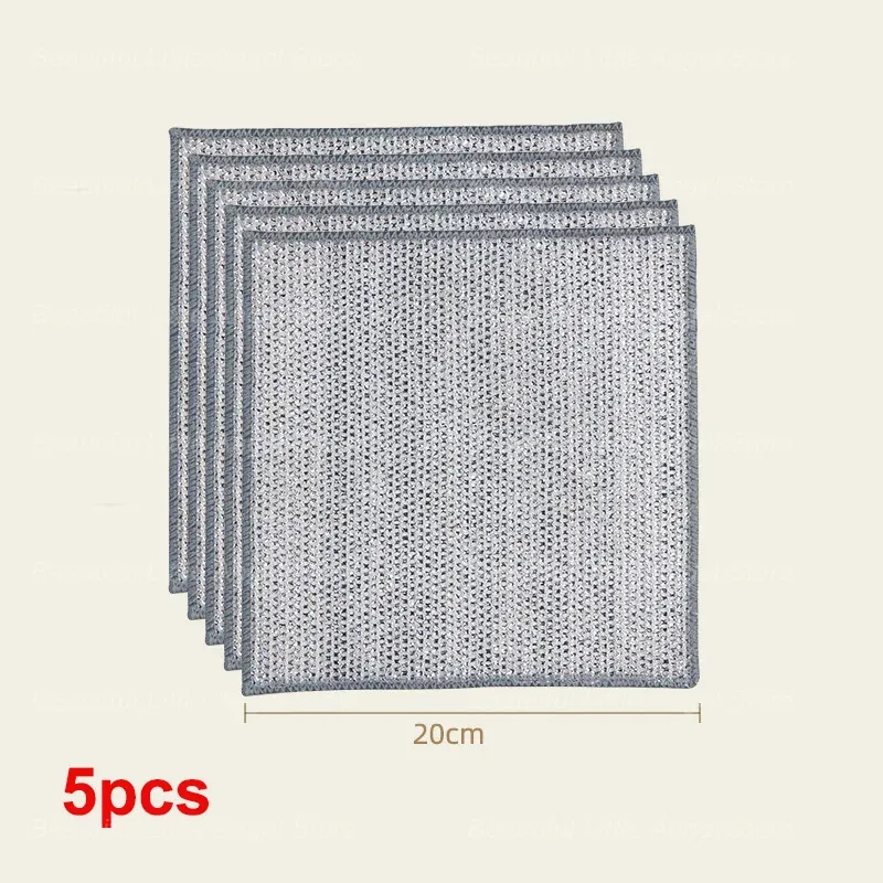 Lot de 5 ou 20 torchons en fil d'acier épaissi à double couche, anti-rayures, pour grill et vaisselle 7