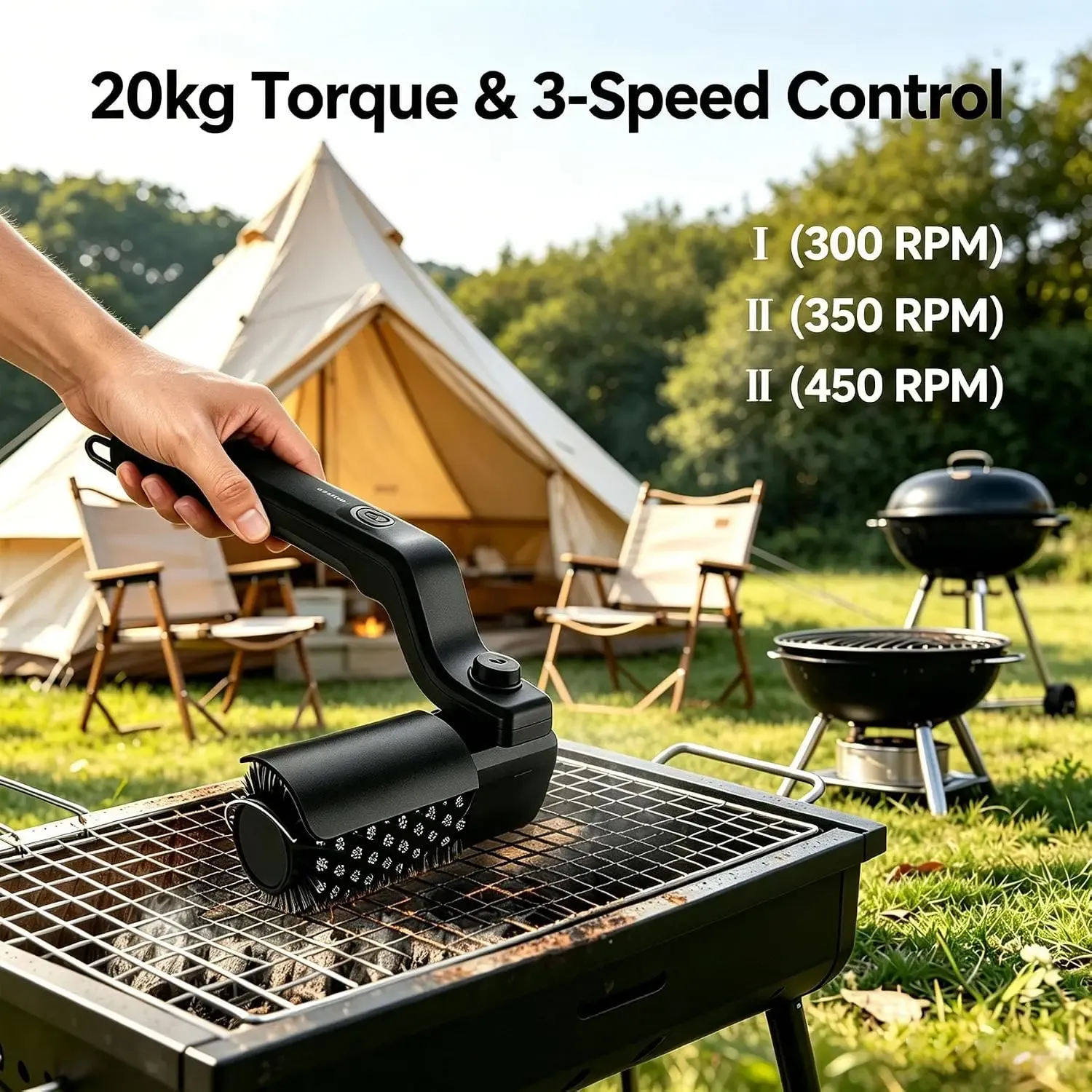 Brosse de nettoyage électrique rechargeable sans fil pour barbecue, grilles en fer, gaz et charbon de bois 2