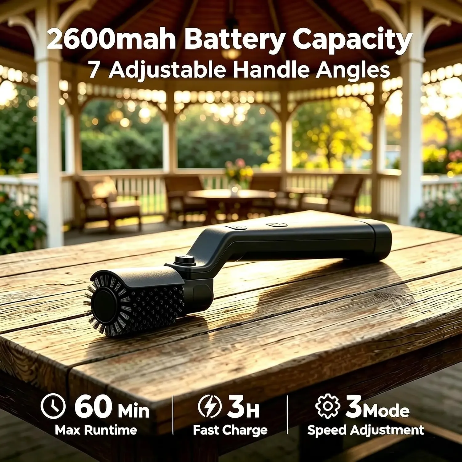 Brosse de nettoyage électrique rechargeable sans fil pour barbecue, grilles en fer, gaz et charbon de bois 4