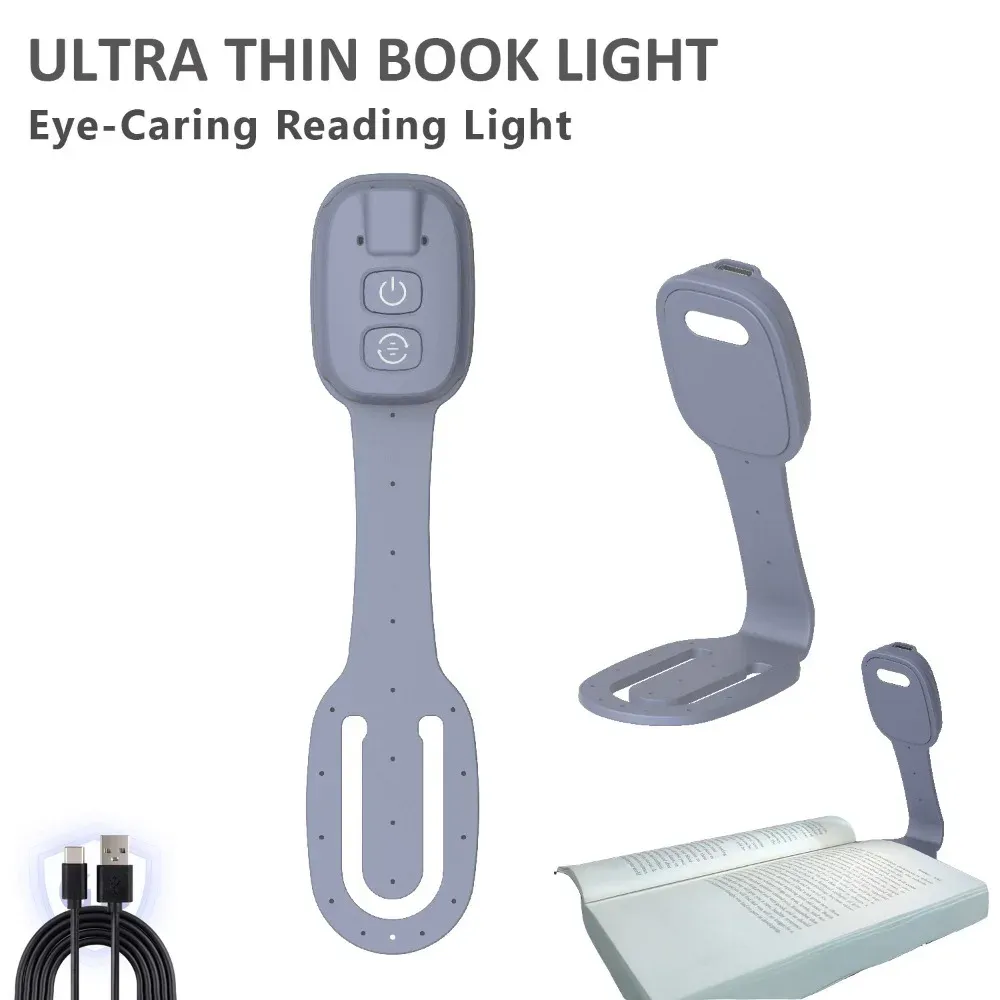 Lampe de lecture LED rechargeable 2 en 1 à pince, ultra-fine, luminosité réglable, format compact pour le voyage 8