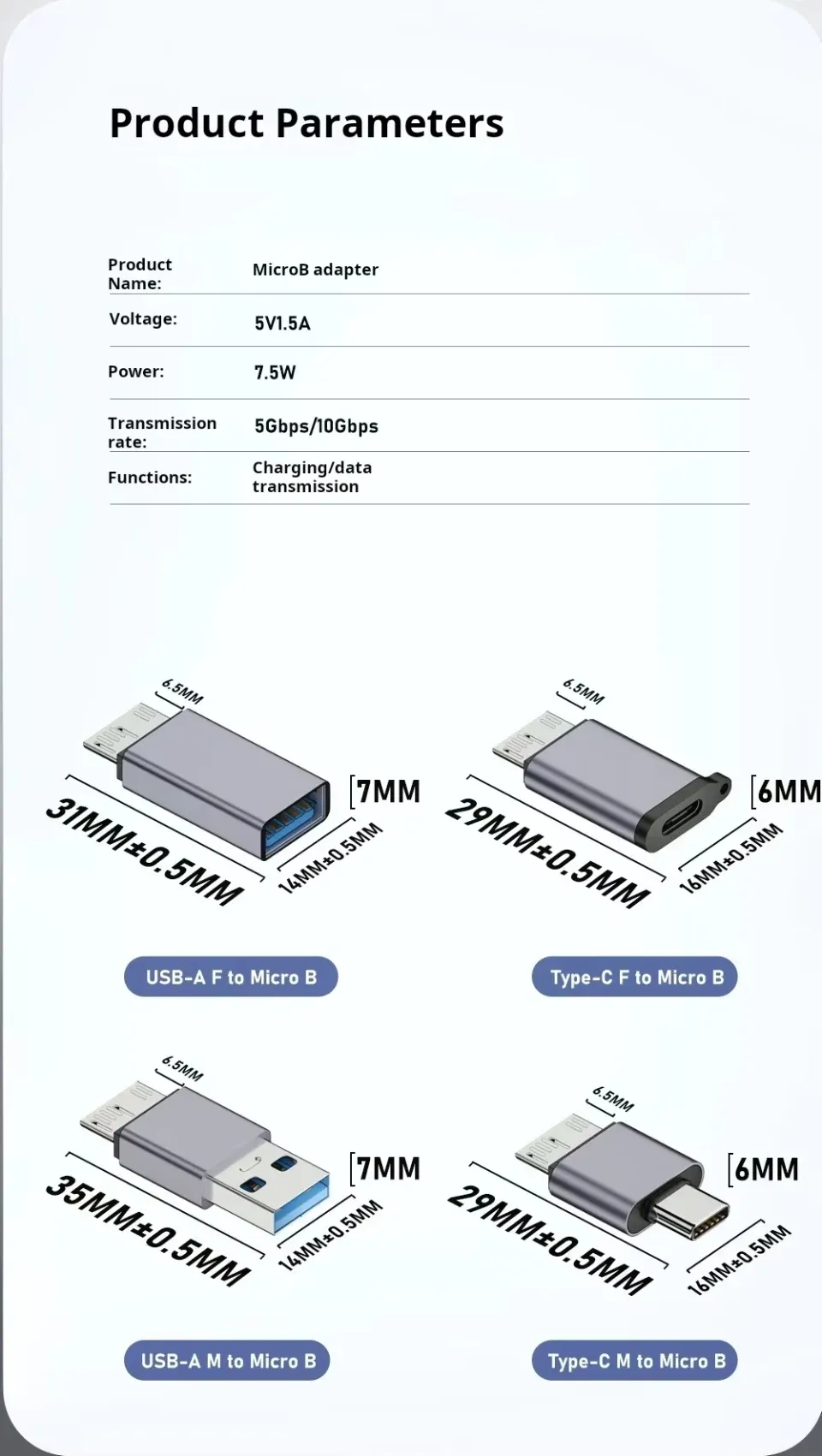 Adaptateur USB-C vers Micro-B, finition