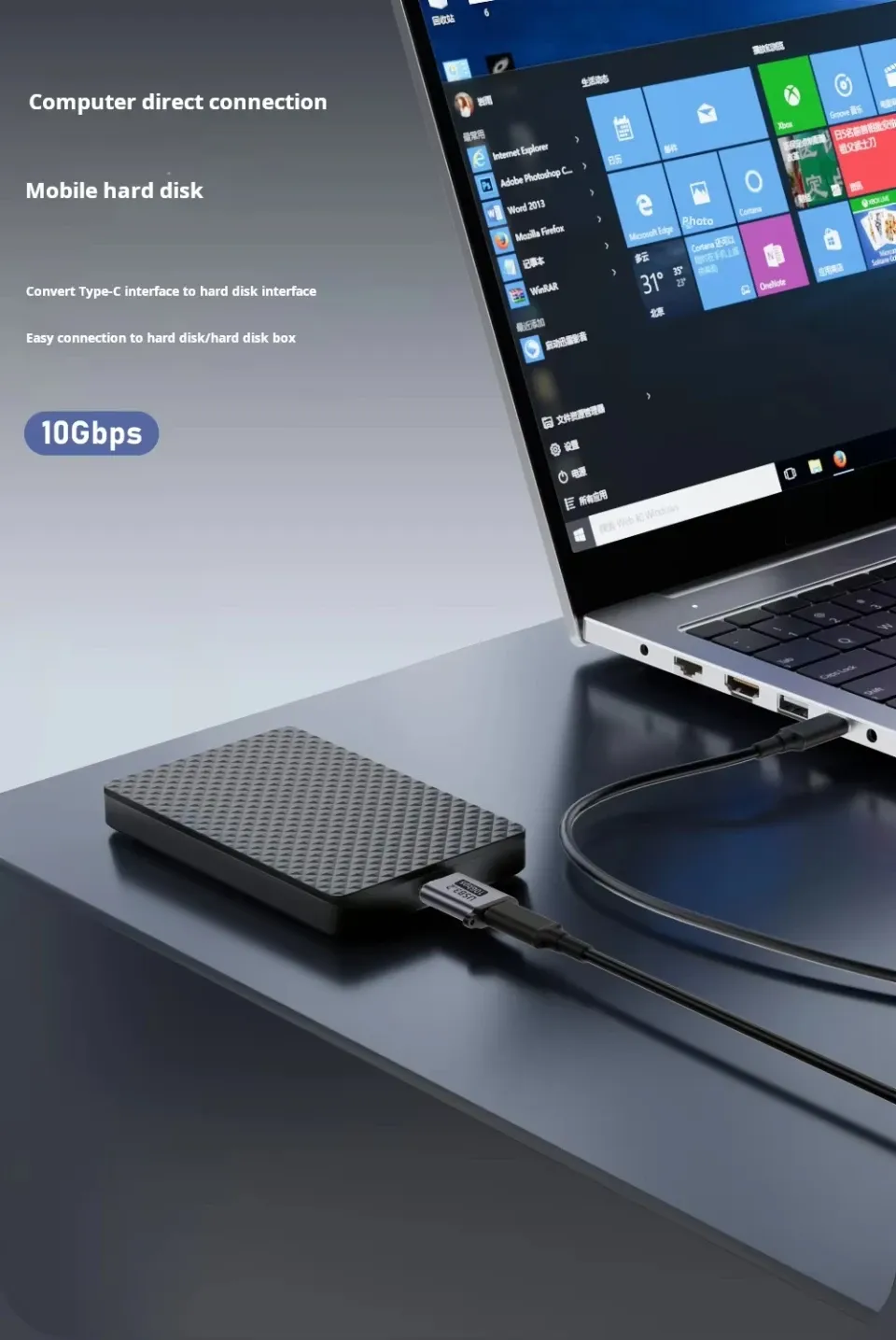 Adaptateur USB-C vers Micro-B en situation d'utilisation