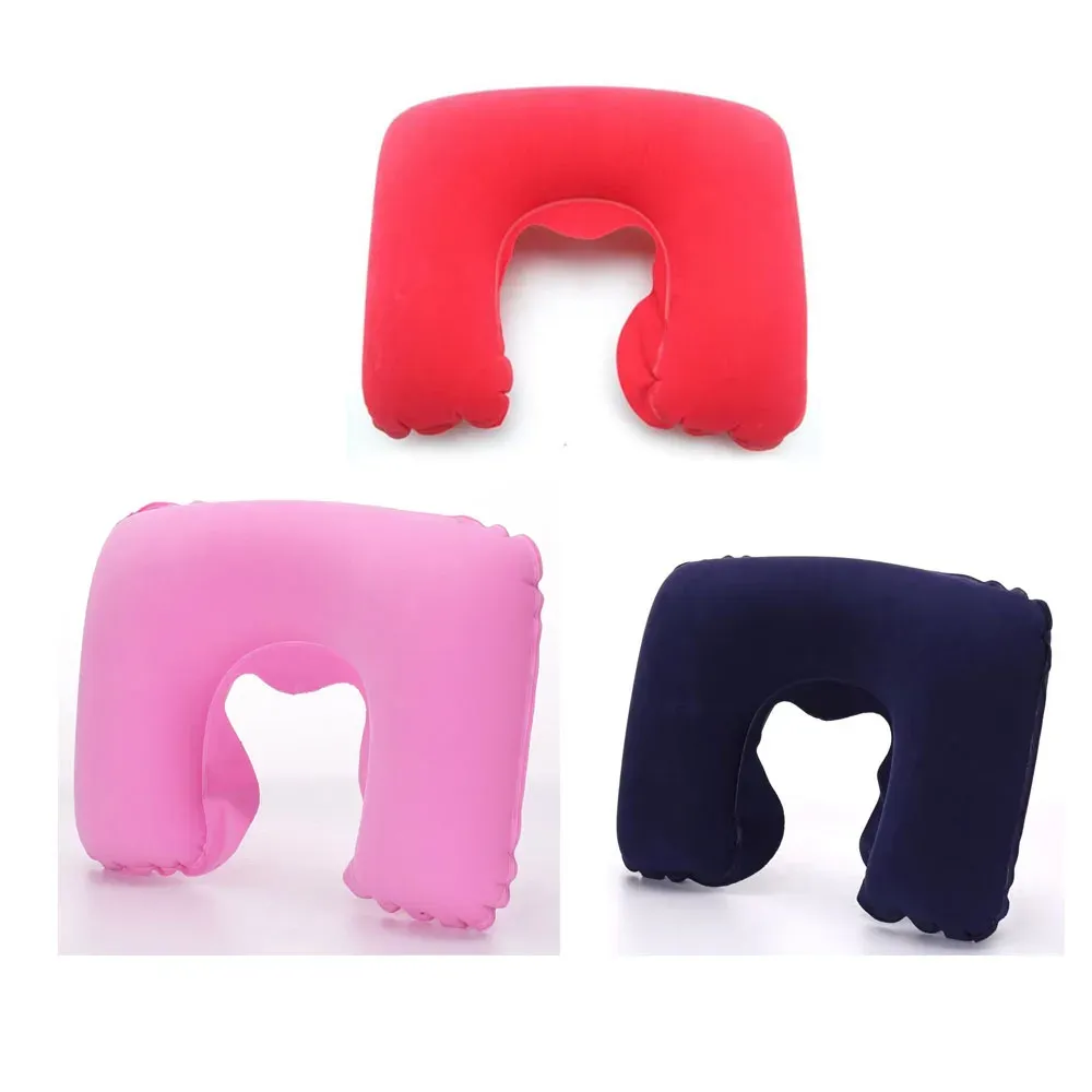 Oreiller de voyage gonflable pour voiture, avion et bureau, avec couverture courte en peluche, lot de 1, 3 ou 4 pièces 19