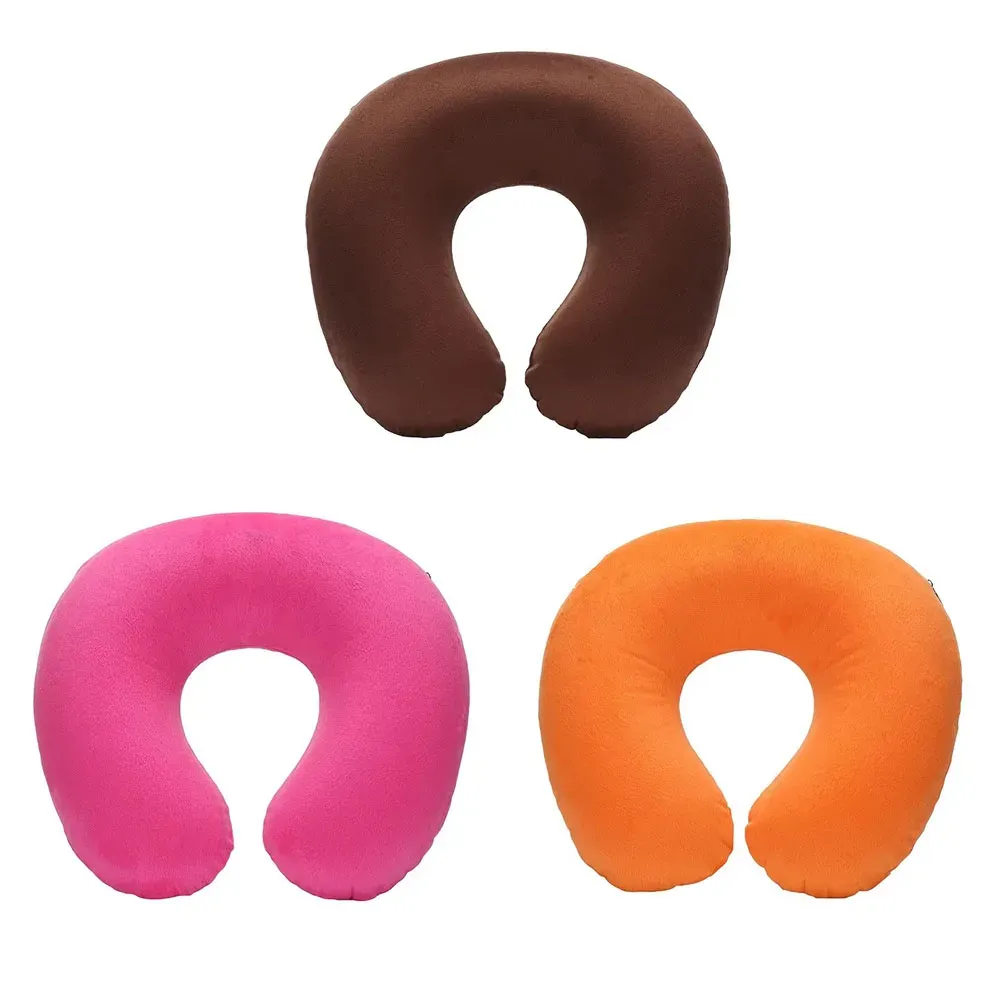 Oreiller de voyage gonflable pour voiture, avion et bureau, avec couverture courte en peluche, lot de 1, 3 ou 4 pièces 8