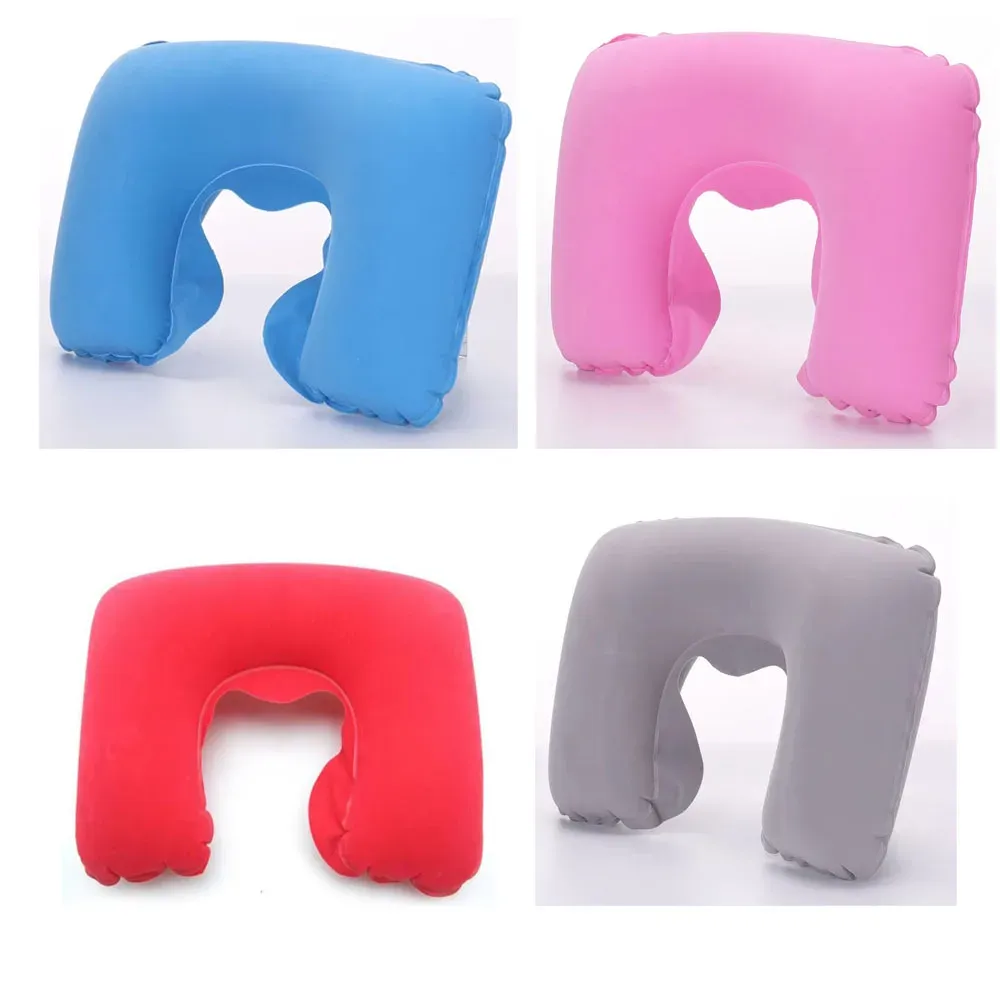 Oreiller de voyage gonflable pour voiture, avion et bureau, avec couverture courte en peluche, lot de 1, 3 ou 4 pièces 9