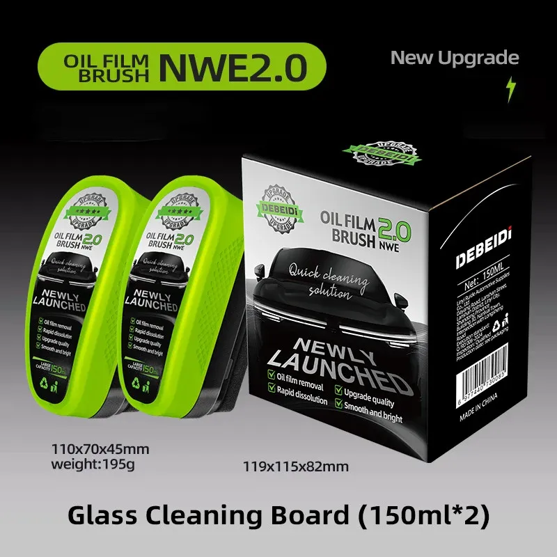Brosse de nettoyage anti-film d'huile pour pare-brise, dissolvant de film d'huile pour vitres de voiture 150 ml, lot de 1, 2 ou 3 pièces