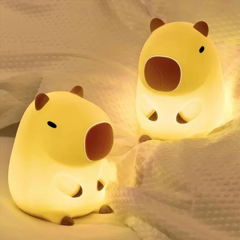 Veilleuse Capybara Mignonne en Silicone, Lampe de Chevet Créative pour la Décoration de Chambre, Cadeau d'Anniversaire