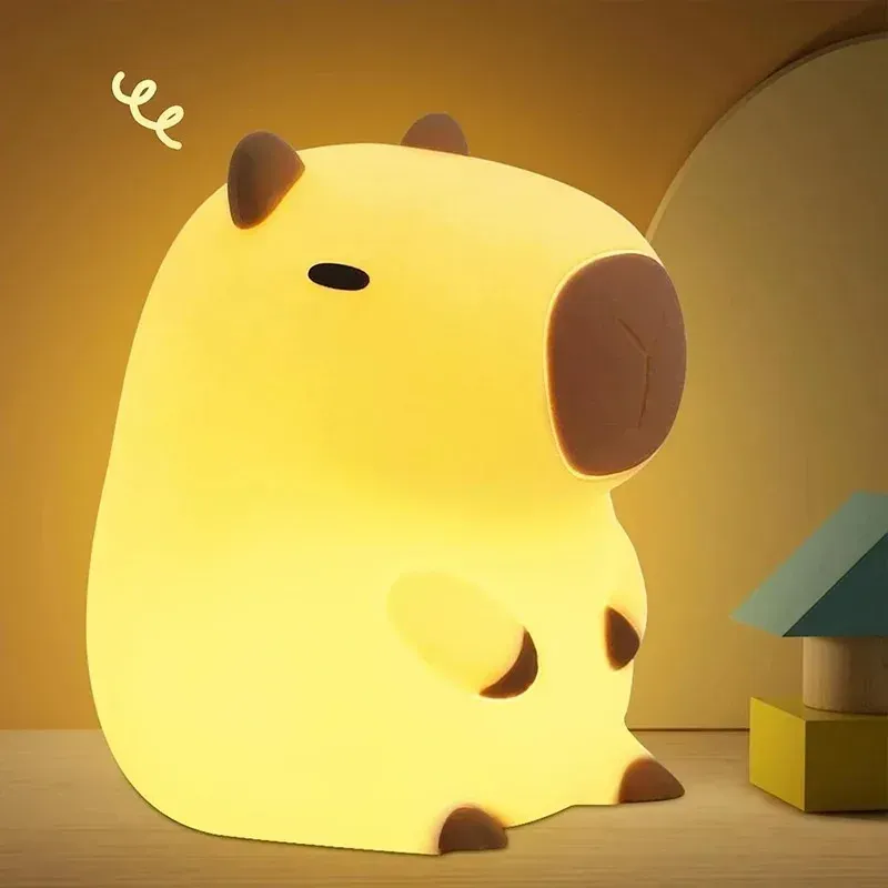 Veilleuse Capybara Mignonne en Silicone, Lampe de Chevet Créative pour la Décoration de Chambre, Cadeau d'Anniversaire 7