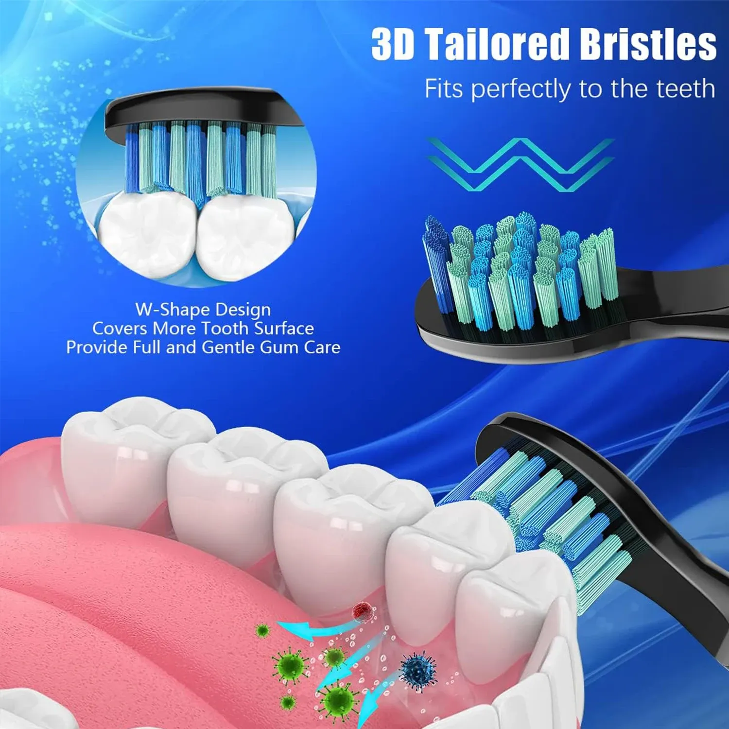 Têtes de brosse de rechange pour brosse à dents électrique SEAGO, lot de 4, 5, 10 ou 20 pièces, compatibles SG910, SG507, SG958, SG515, SG949, SG575 et SG551 4