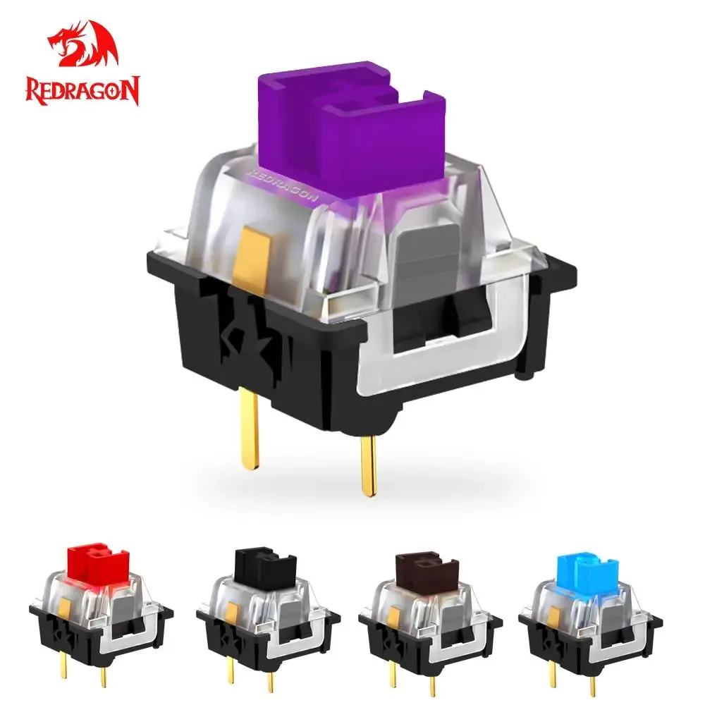 Commutateurs REDRAGON SMD RGB MX 3 broches, à clic, linéaires, tactiles et silencieux, rouge, bleu, noir, marron et violet, pour claviers mécaniques rétroéclairés
