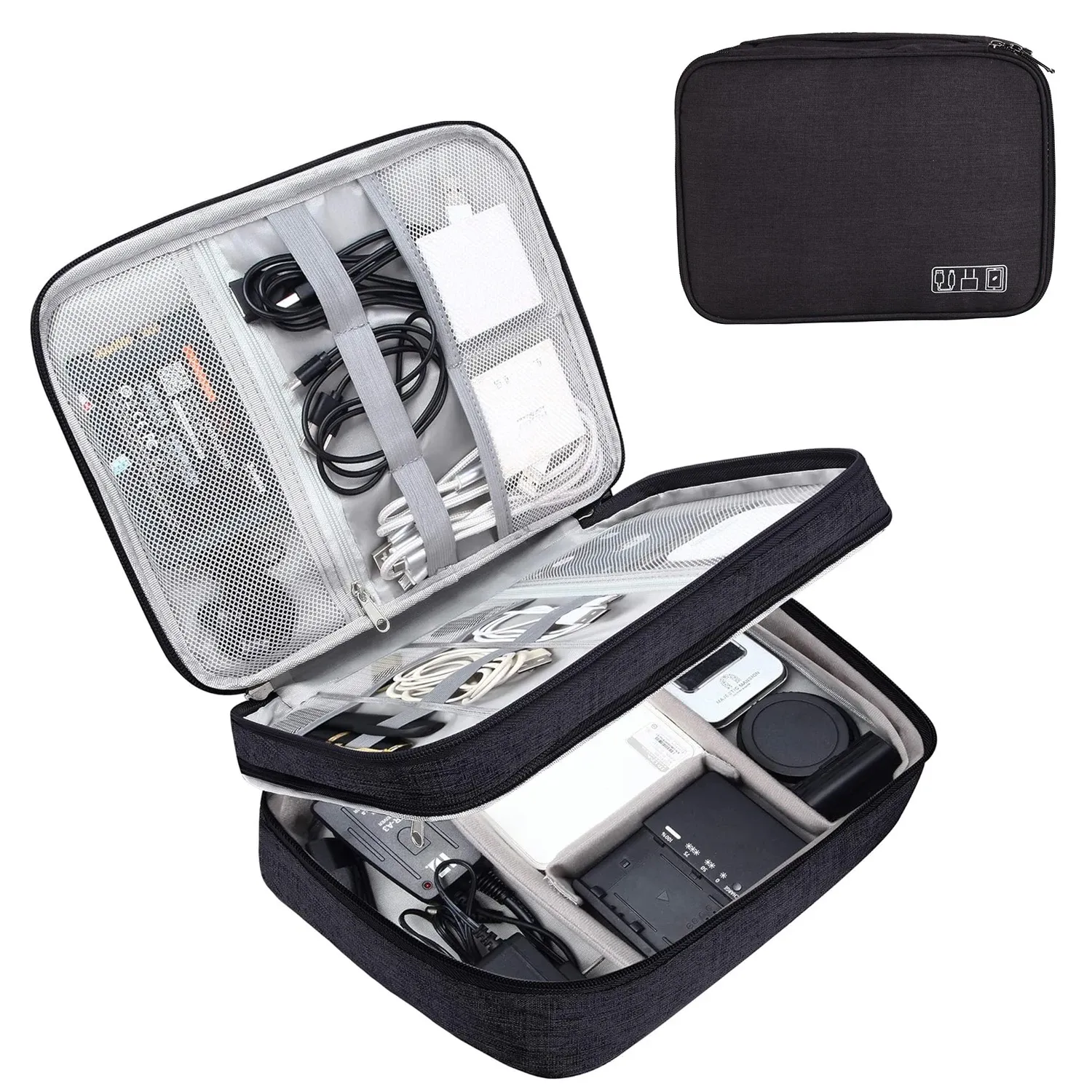 Sac de rangement pour câbles 3 tailles, étui de voyage portable pour câbles et chargeurs