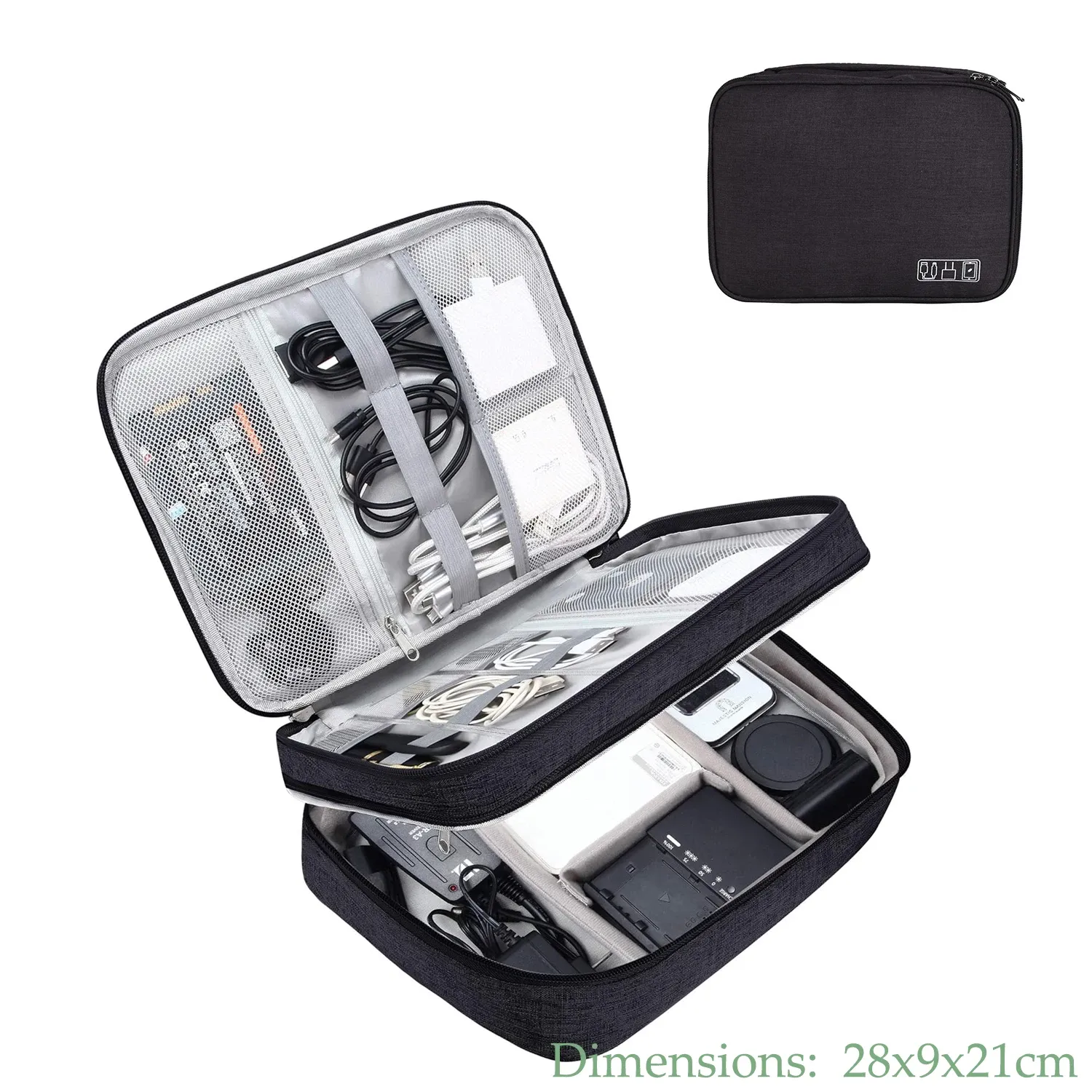 Sac de rangement pour câbles 3 tailles, étui de voyage portable pour câbles et chargeurs 18