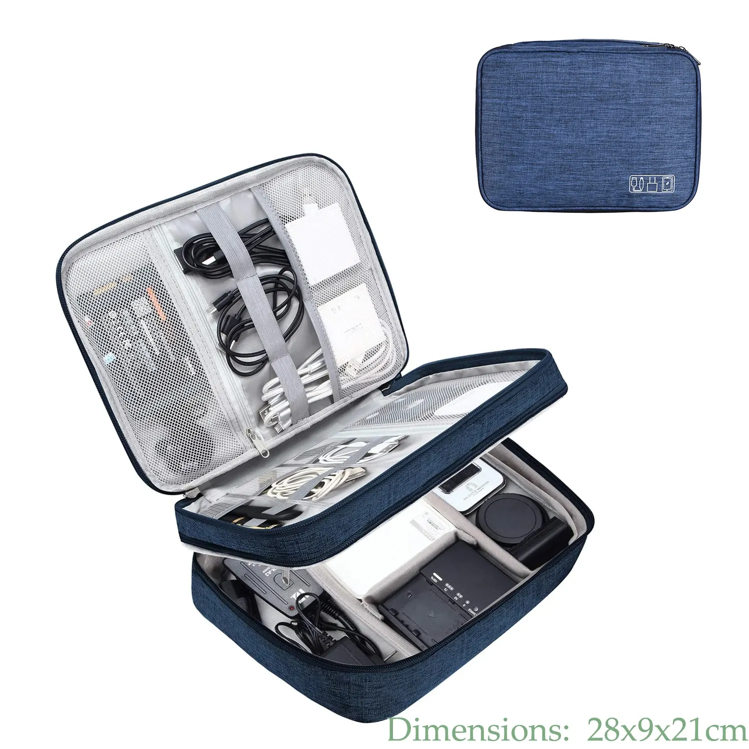 Sac de rangement pour câbles 3 tailles, étui de voyage portable pour câbles et chargeurs 17