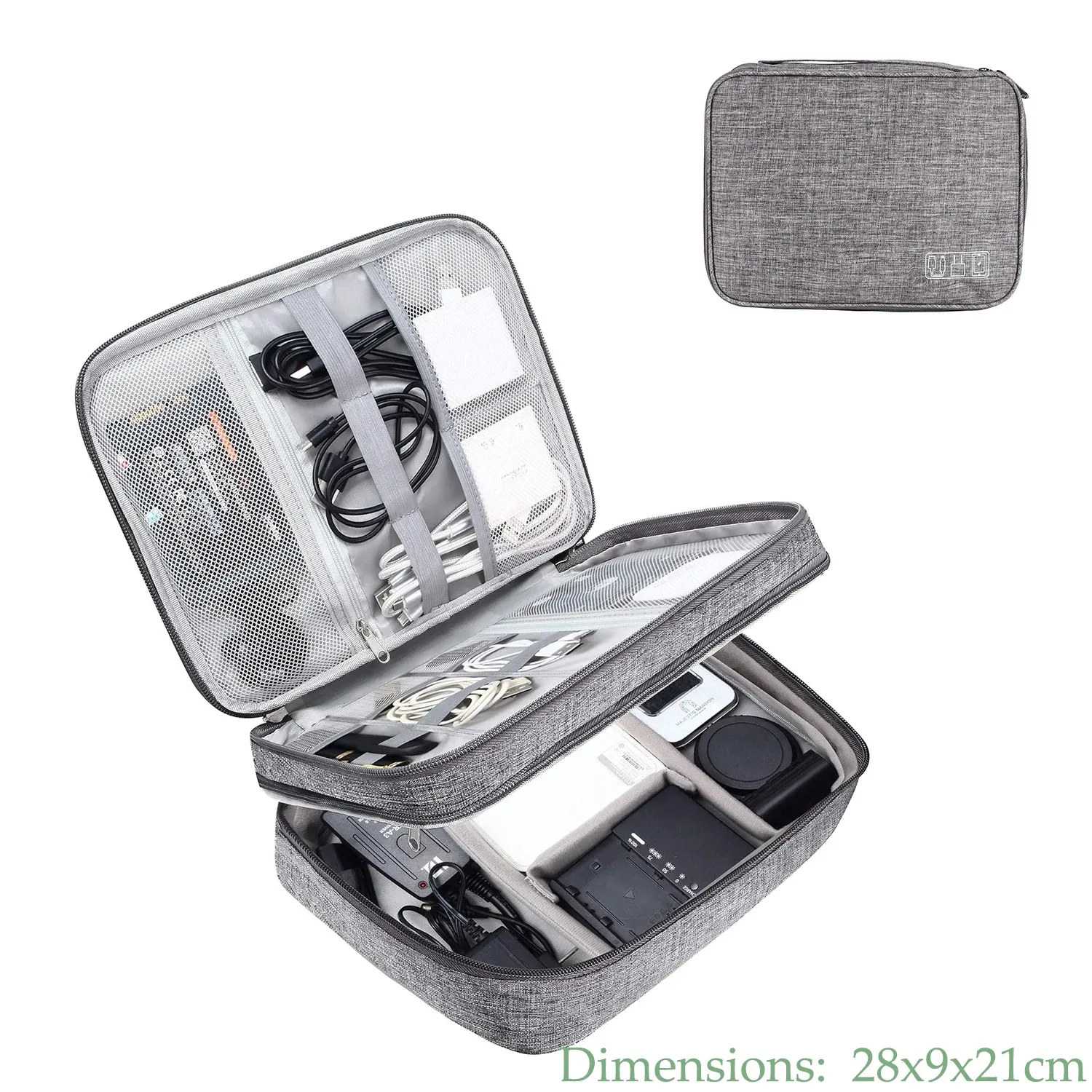 Sac de rangement pour câbles 3 tailles, étui de voyage portable pour câbles et chargeurs 8