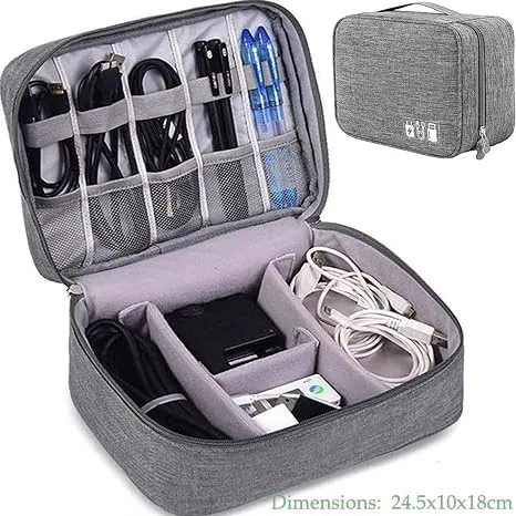 Sac de rangement pour câbles 3 tailles, étui de voyage portable pour câbles et chargeurs 14