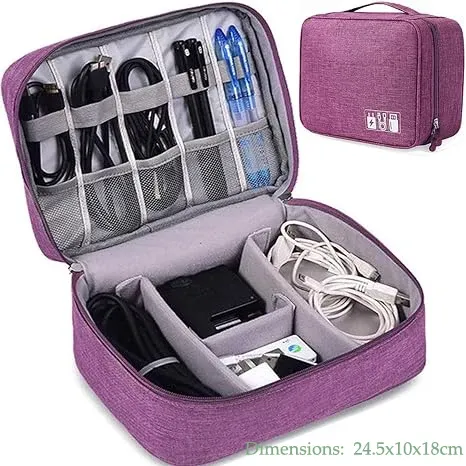 Sac de rangement pour câbles 3 tailles, étui de voyage portable pour câbles et chargeurs 13