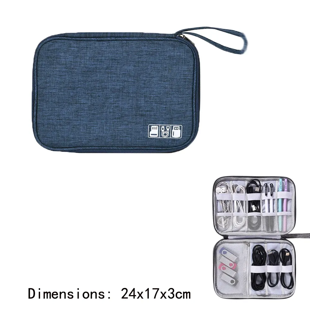 Sac de rangement pour câbles 3 tailles, étui de voyage portable pour câbles et chargeurs 15
