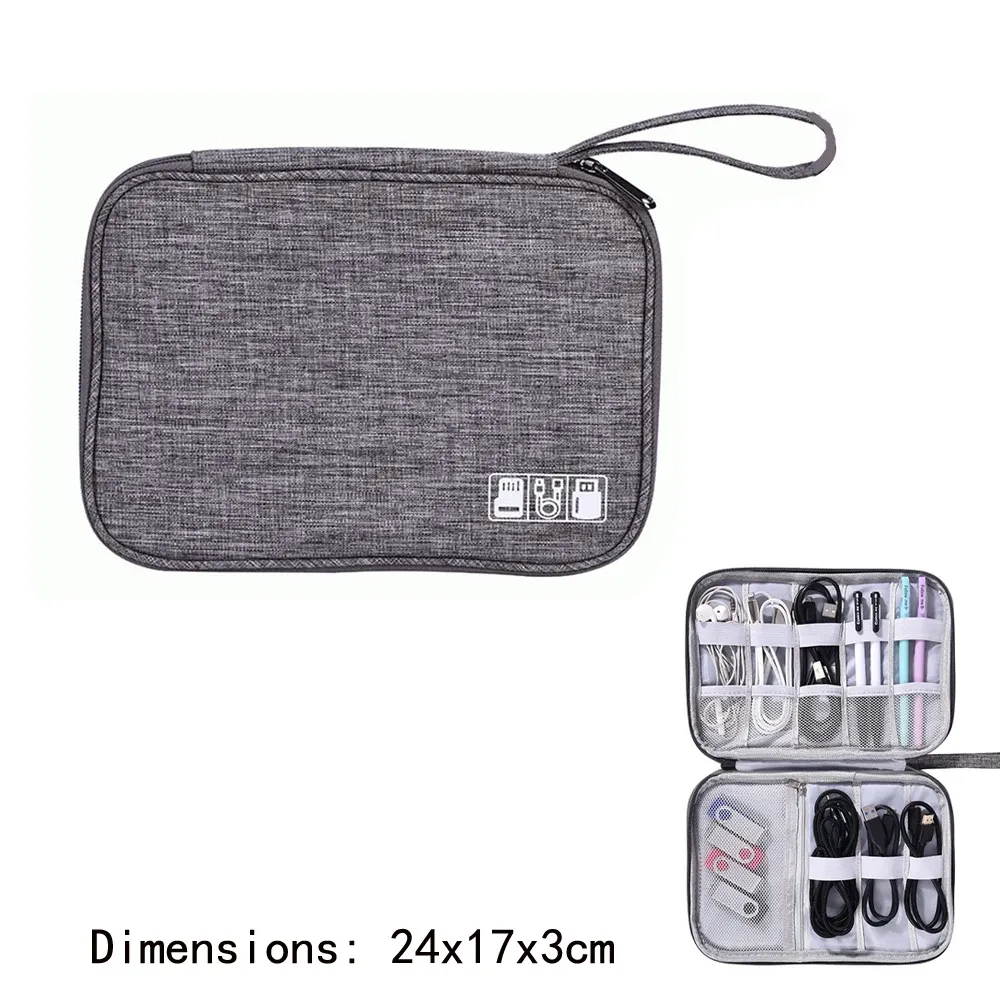 Sac de rangement pour câbles 3 tailles, étui de voyage portable pour câbles et chargeurs 12