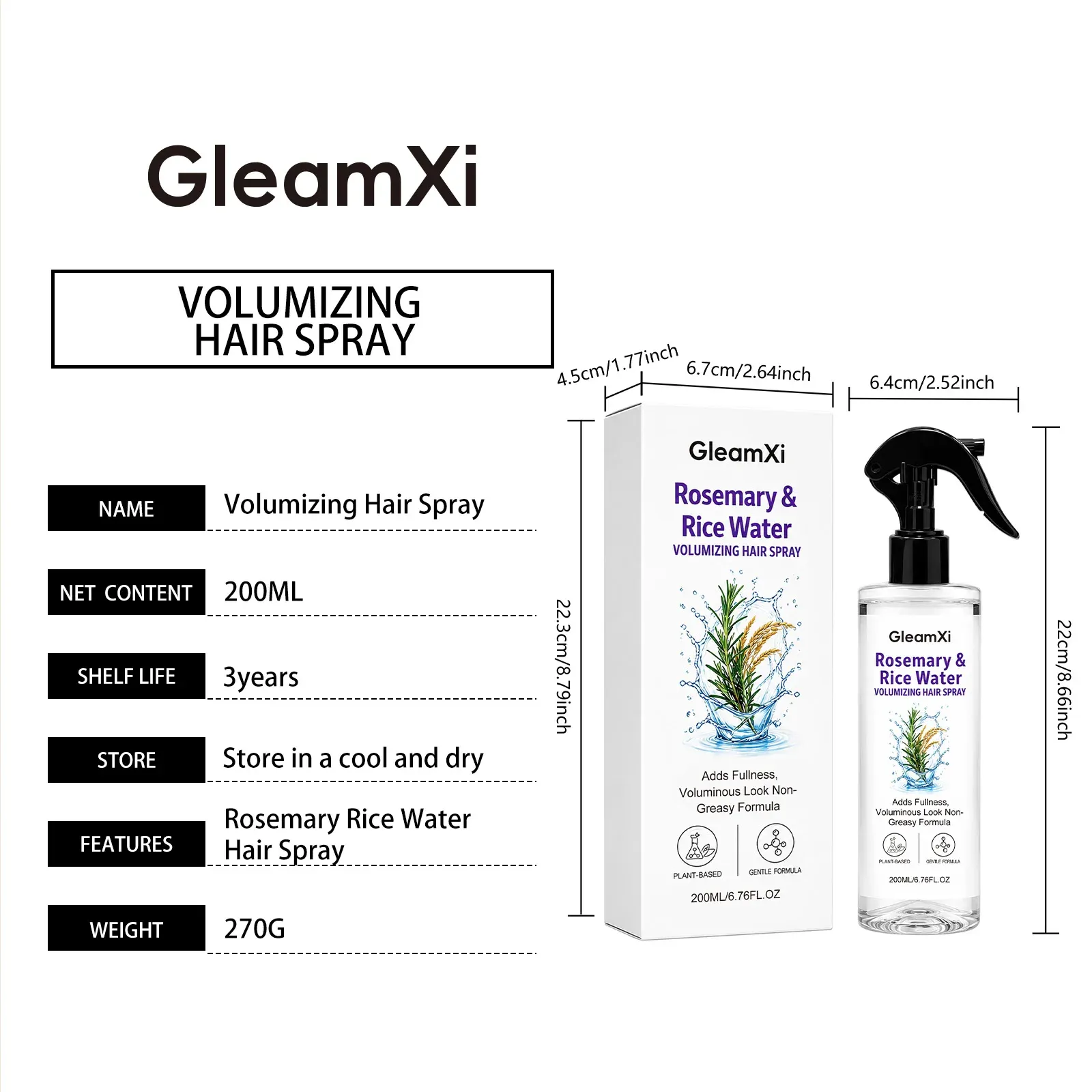 Spray volumisant cheveux à l'eau de riz et romarin