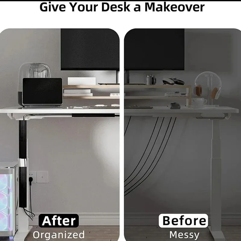 Organisateur de câbles sous bureau en PVC, 1 pièce, chemin de câbles sans perçage, cache-câbles pour la maison et le bureau 3