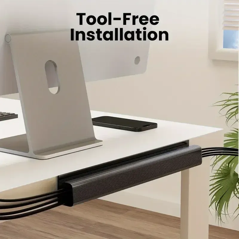 Organisateur de câbles sous bureau en PVC, 1 pièce, chemin de câbles sans perçage, cache-câbles pour la maison et le bureau 5