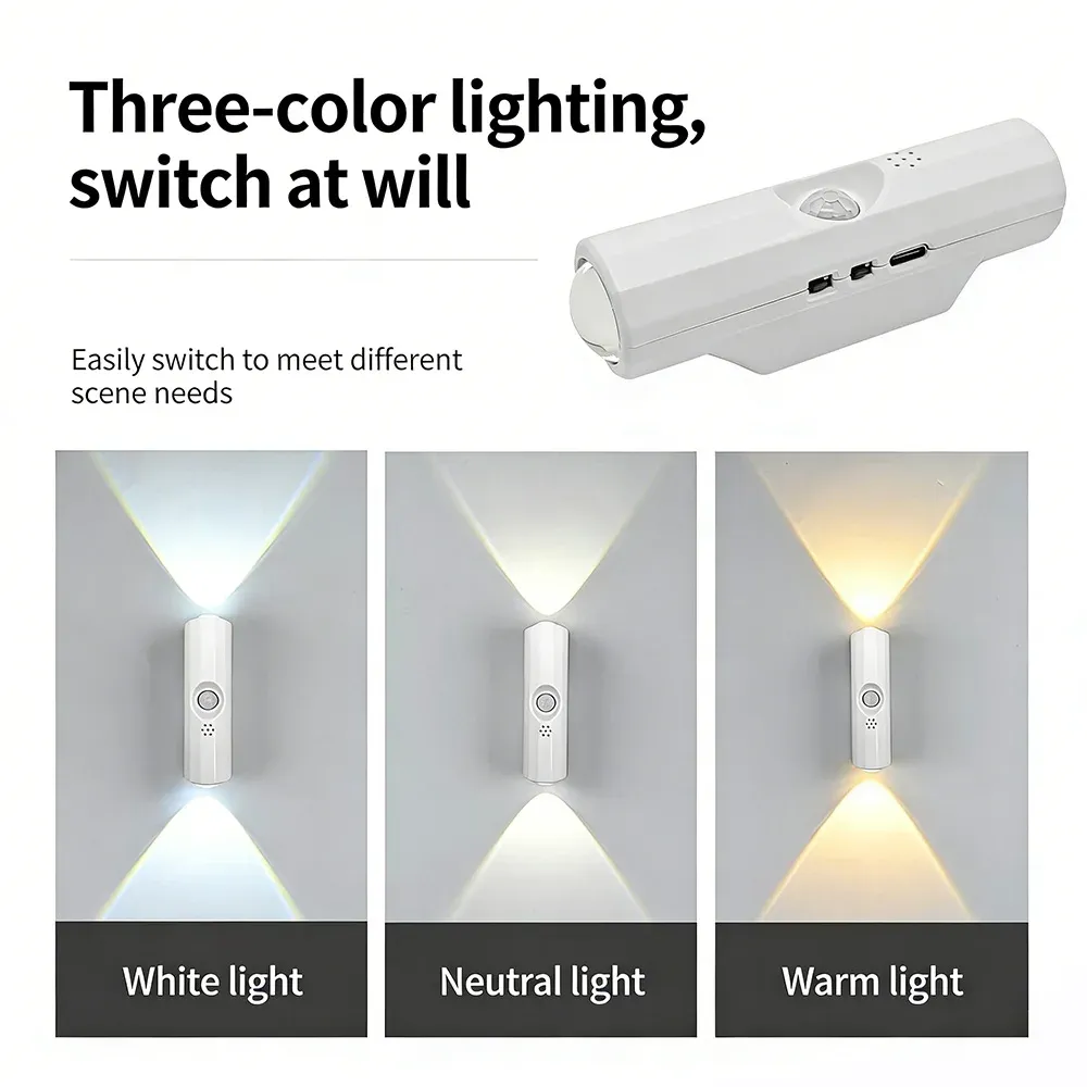 Veilleuse LED à détecteur de mouvement rechargeable USB-C, lampe murale sans fil à coller pour chambre, couloir et placard 3