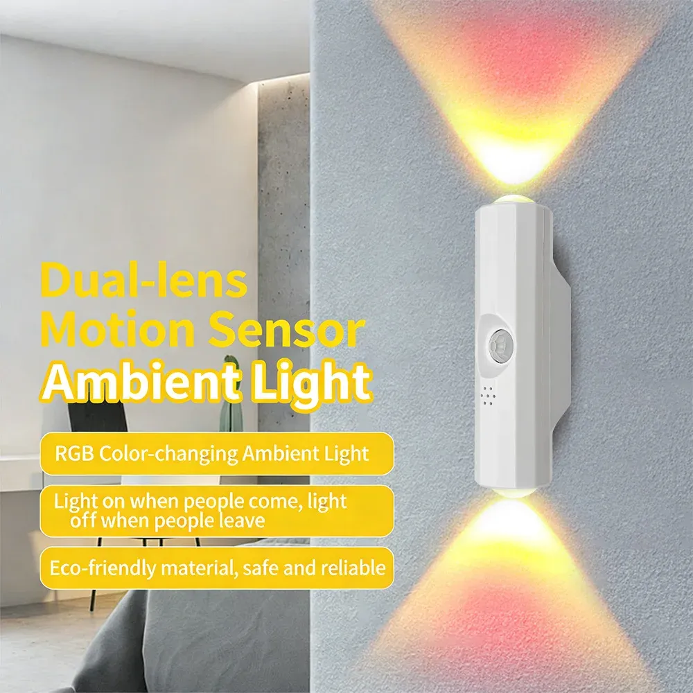 Veilleuse LED à détecteur de mouvement rechargeable USB-C, lampe murale sans fil à coller pour chambre, couloir et placard 2