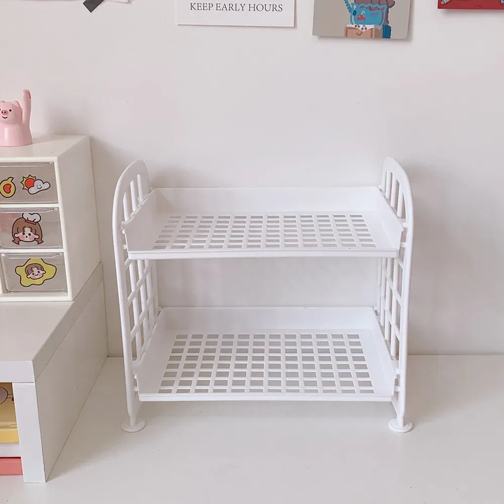 Étagère de bureau à double niveau, pliable, pour fournitures scolaires, bureau, maison et dortoir