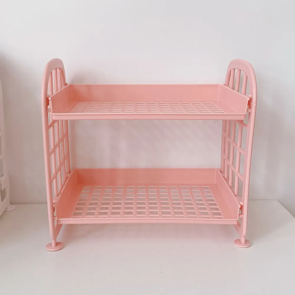 Étagère de bureau à double niveau, pliable, pour fournitures scolaires, bureau, maison et dortoir 5