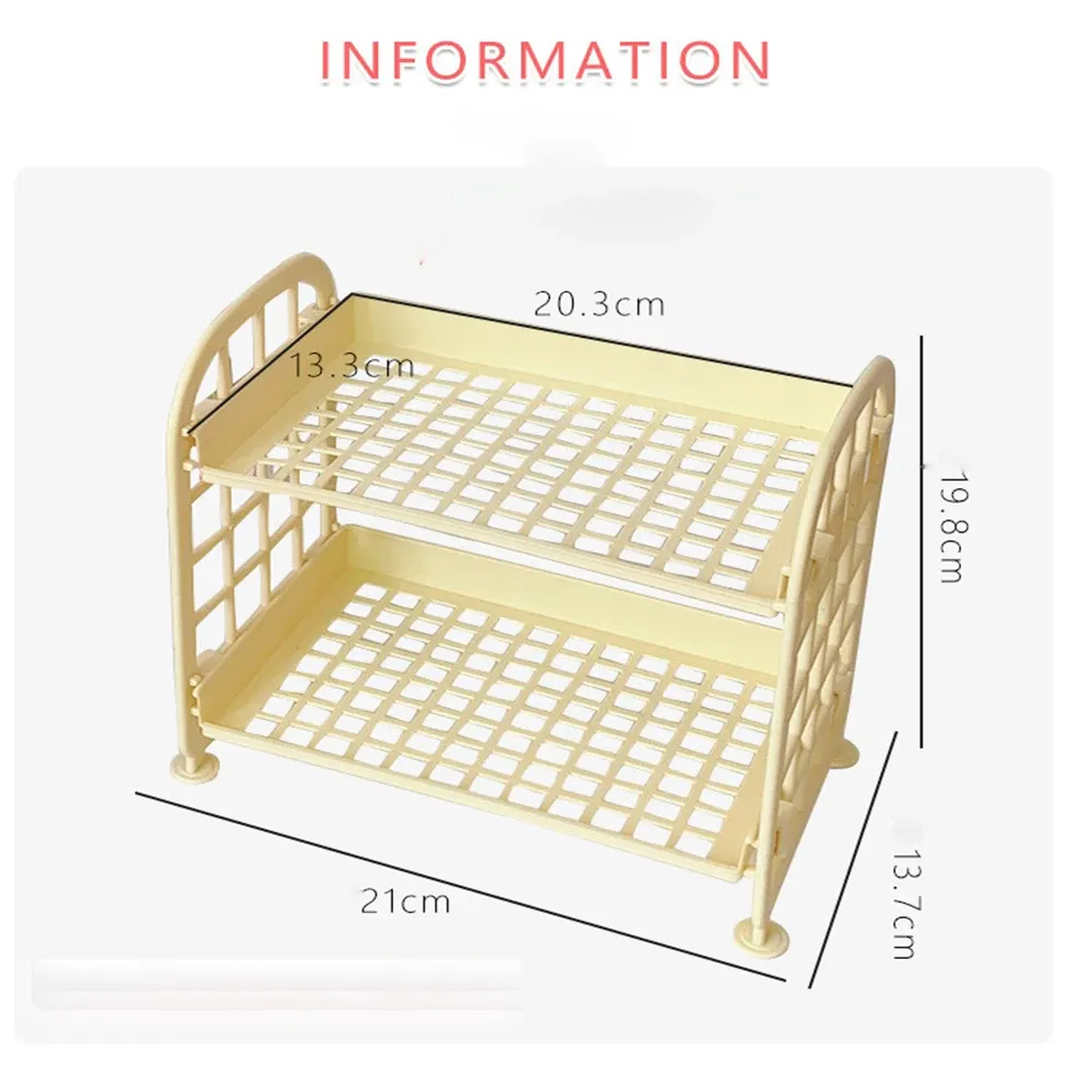 Étagère de bureau à double niveau, pliable, pour fournitures scolaires, bureau, maison et dortoir 6