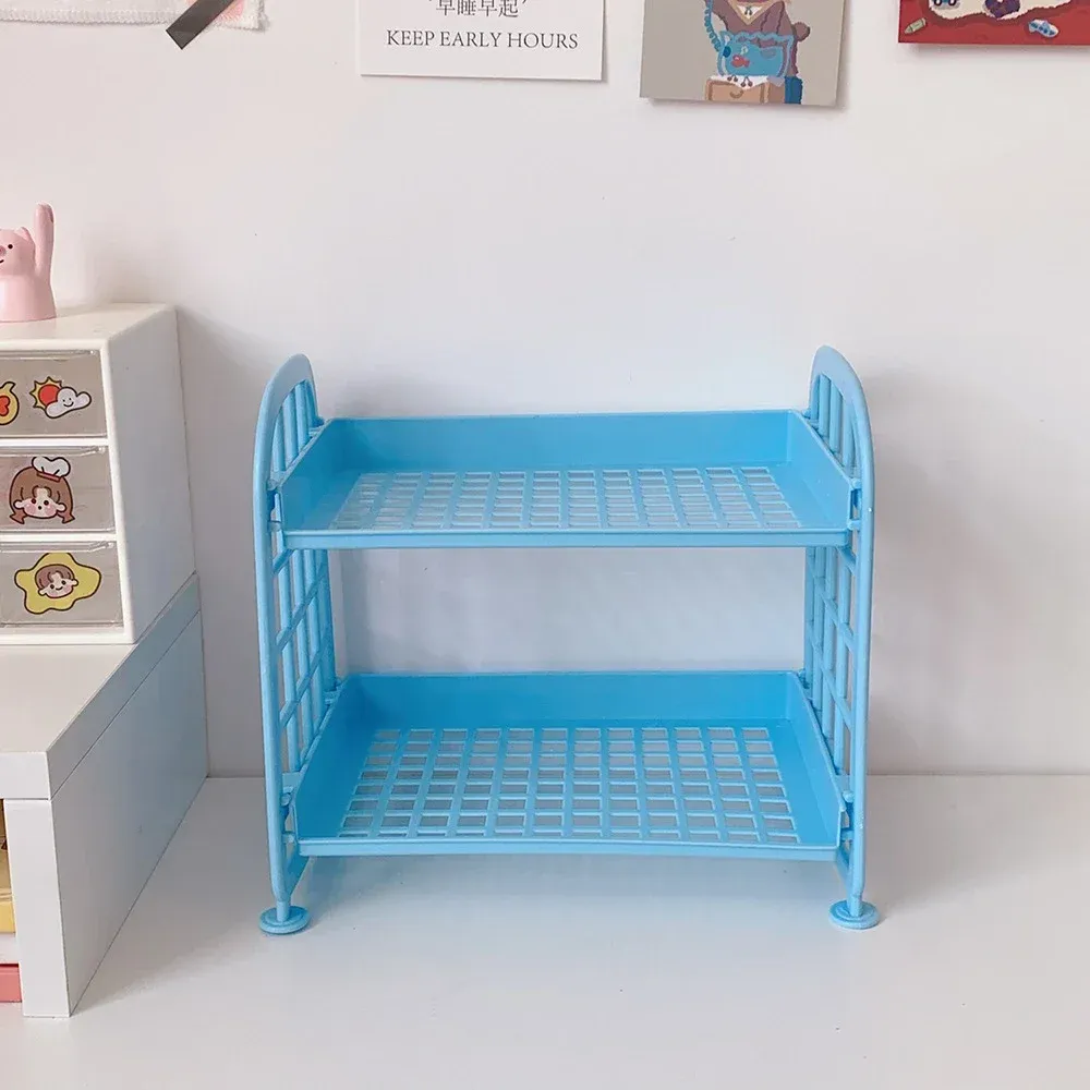 Étagère de bureau à double niveau, pliable, pour fournitures scolaires, bureau, maison et dortoir 12