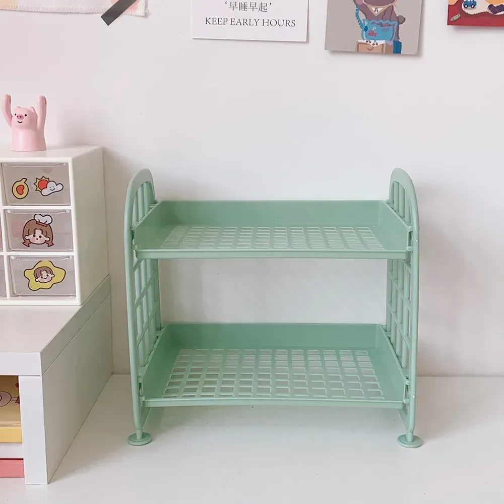 Étagère de bureau à double niveau, pliable, pour fournitures scolaires, bureau, maison et dortoir 7