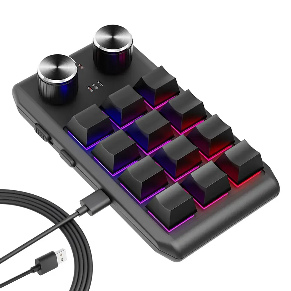 Macropad mécanique Bluetooth programmable 12 touches avec 2 boutons RVB, compatible switches Hotswap 8