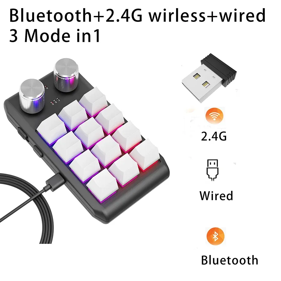 Macropad mécanique Bluetooth programmable 12 touches avec 2 boutons RVB, compatible switches Hotswap 9
