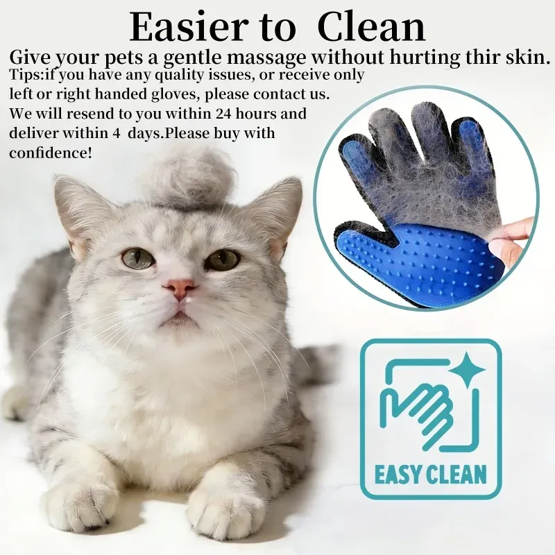 Lot de 2 gants de toilettage pour chiens et chats, gants de massage et de caresse 3